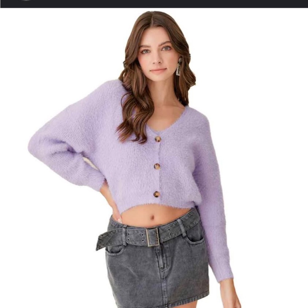 Mustard Seed Lavender Button-Up Cardigan